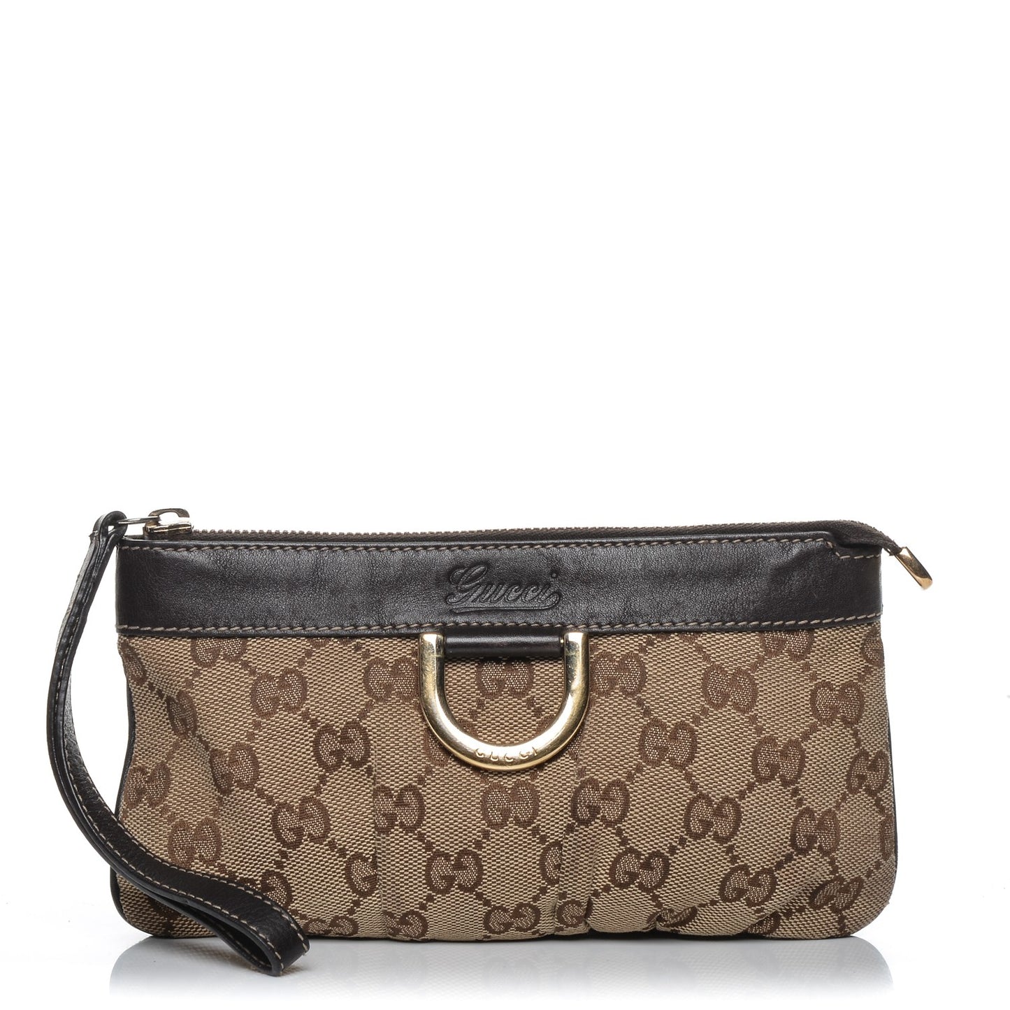 Monogram D Ring Wristlet Dark Brown