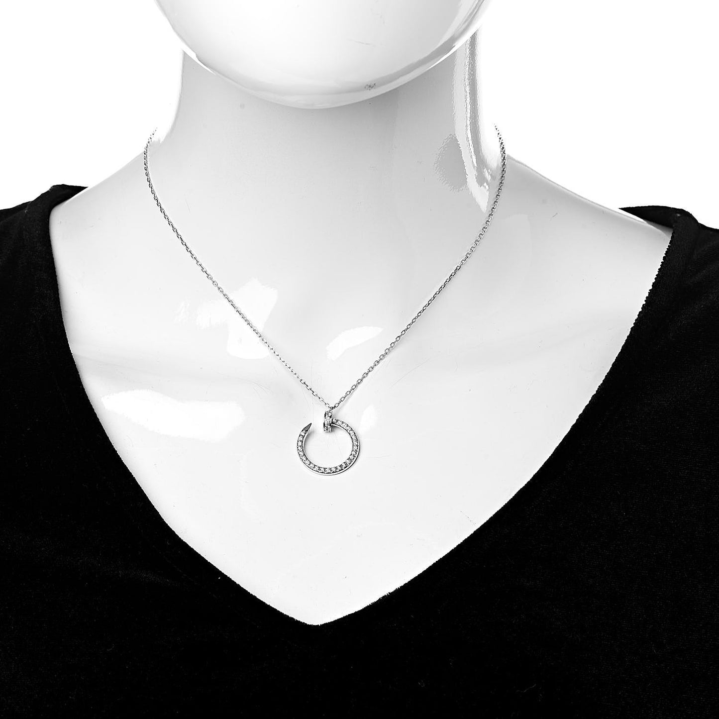 18K White Gold Diamond Juste Un Clou Paved Pendant Necklace