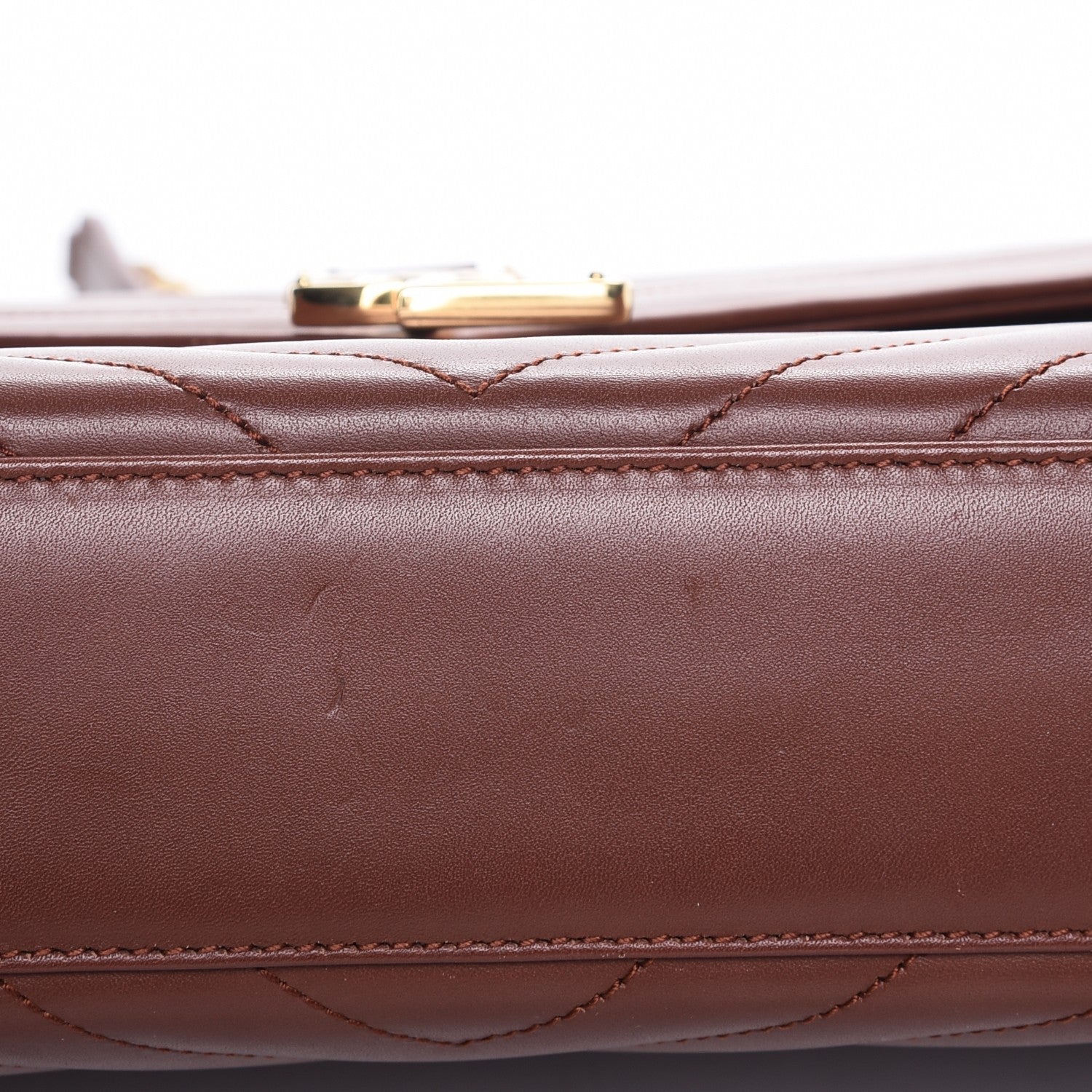 Saint Laurent Smooth Calfskin Matelasse Chevron Large Monogram Satchel Brown 10 of 12