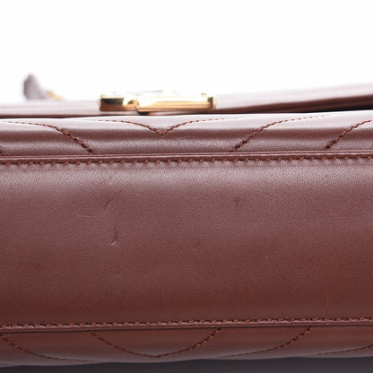 Saint Laurent Smooth Calfskin Matelasse Chevron Large Monogram Satchel Brown 10 of 12