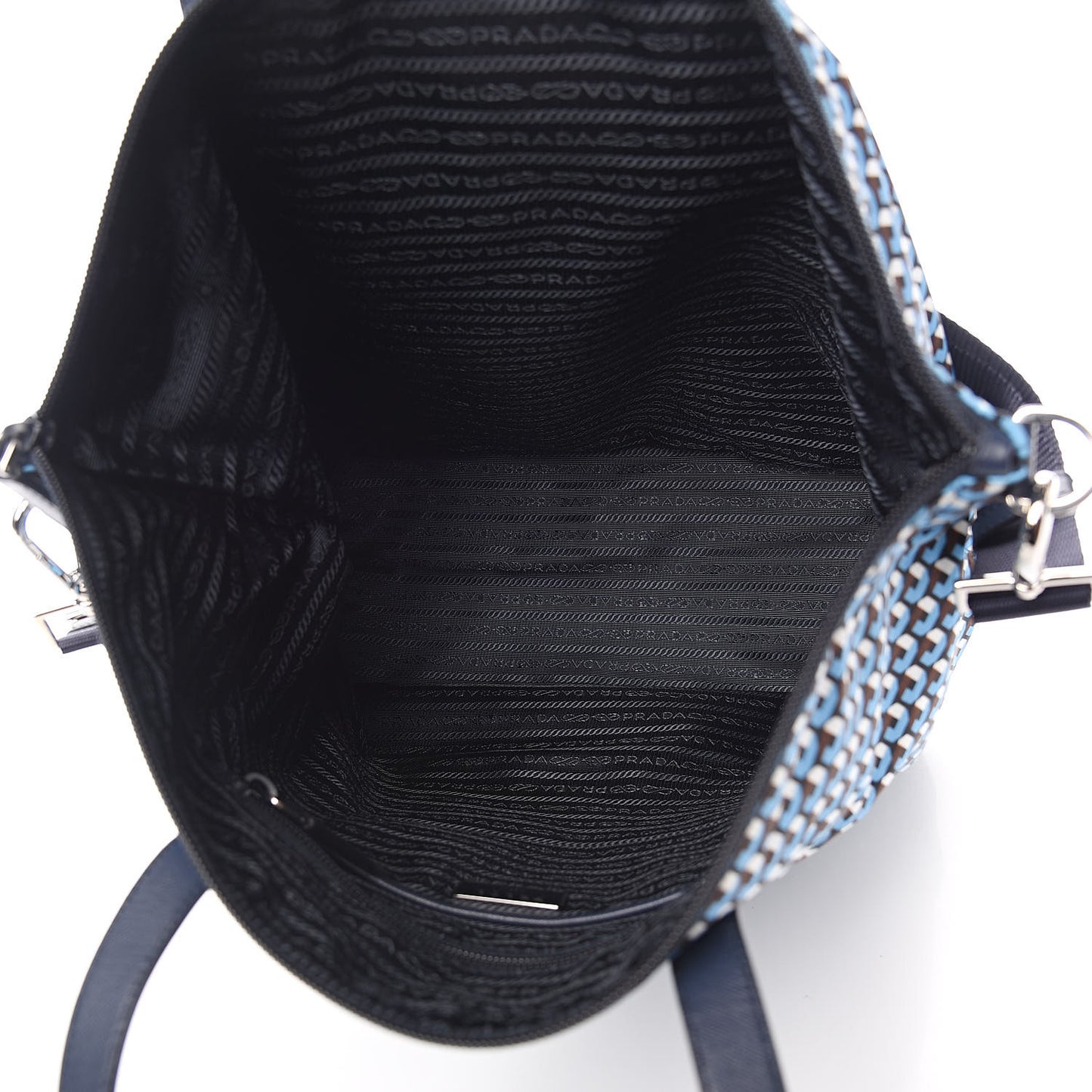 Tessuto Nylon Saffiano Print Tote Azzurro