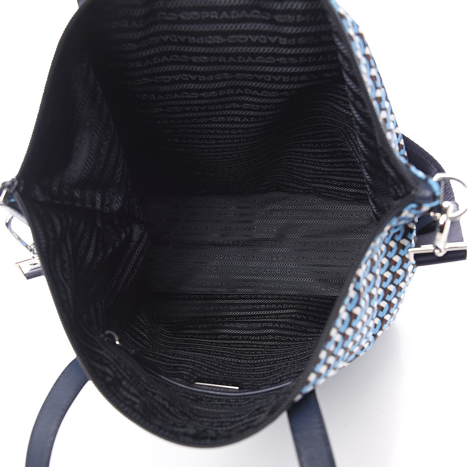Prada Tessuto Nylon Saffiano Print Tote Azzurro 5 of 10