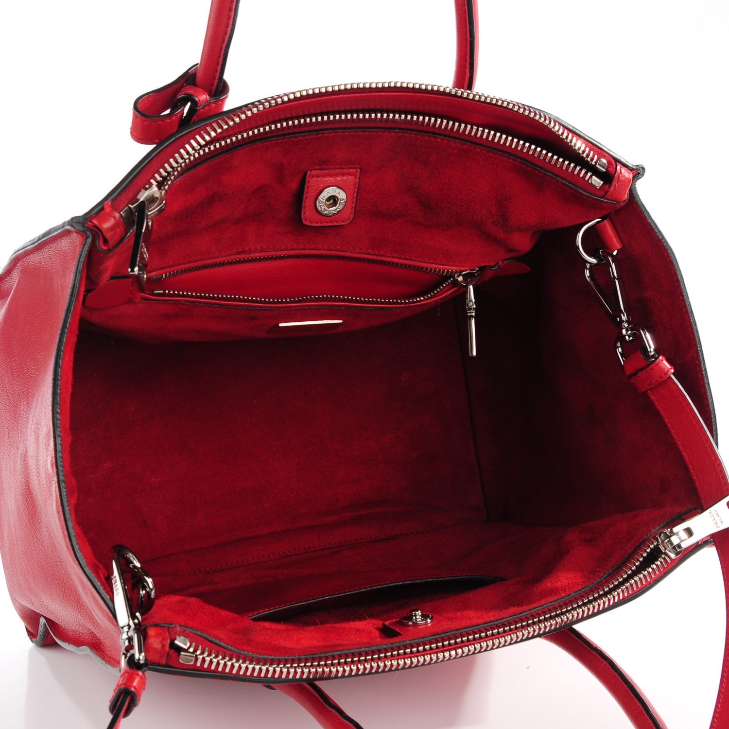 Prada Glace Calf Twin Pocket Tote Fuoco 5 of 9