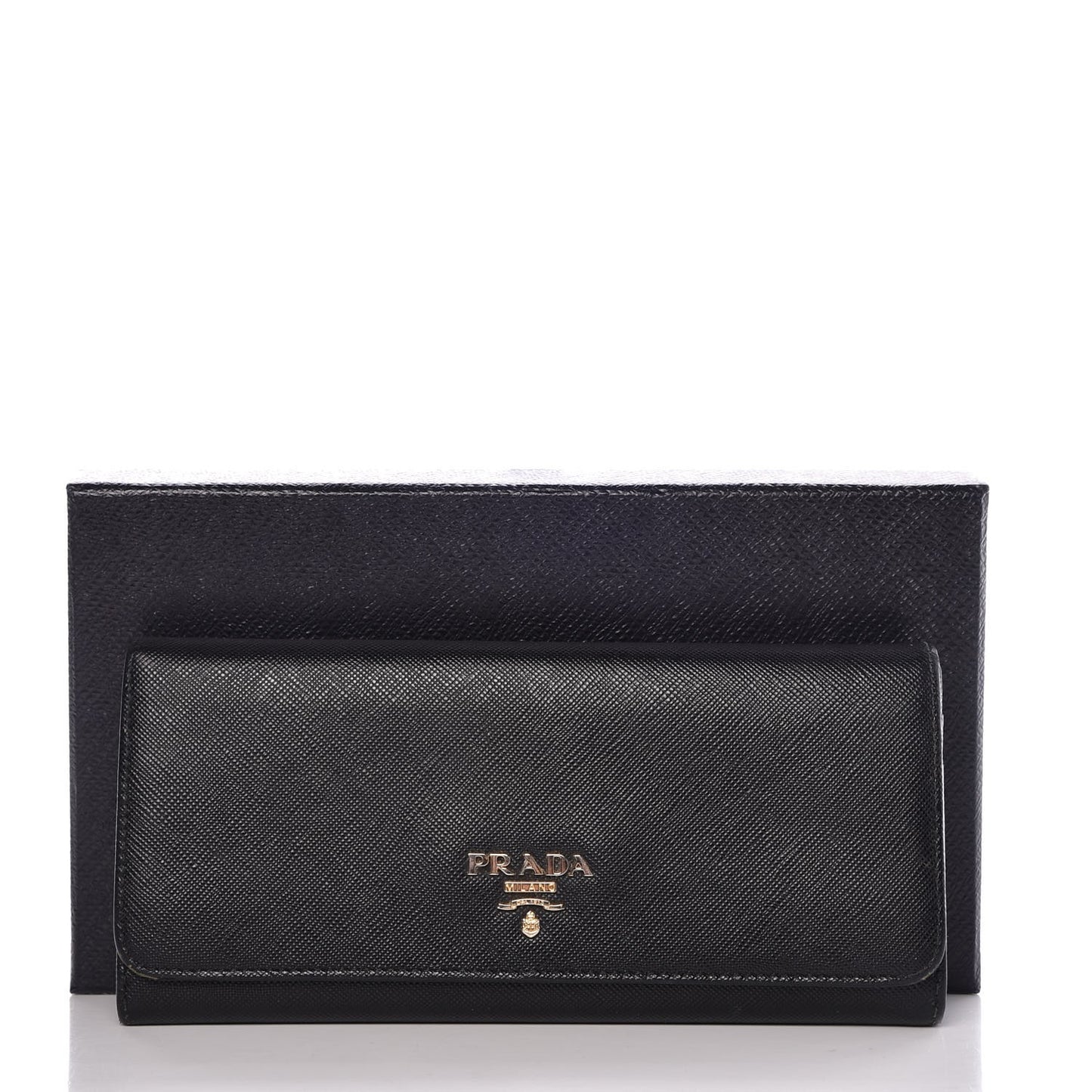 Saffiano Continental Flap Wallet Black