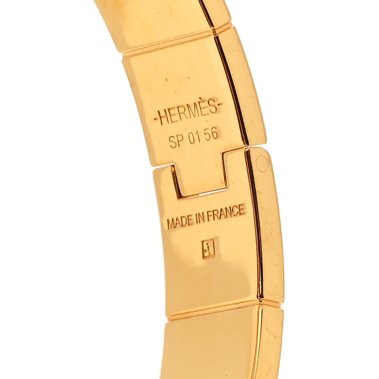Hermes Shiny Alligator Charniere Cuir Narrow Hinged Bracelet M Black 4 of 4