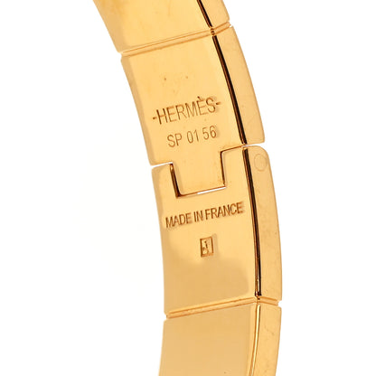Hermes Shiny Alligator Charniere Cuir Narrow Hinged Bracelet M Black 4 of 4