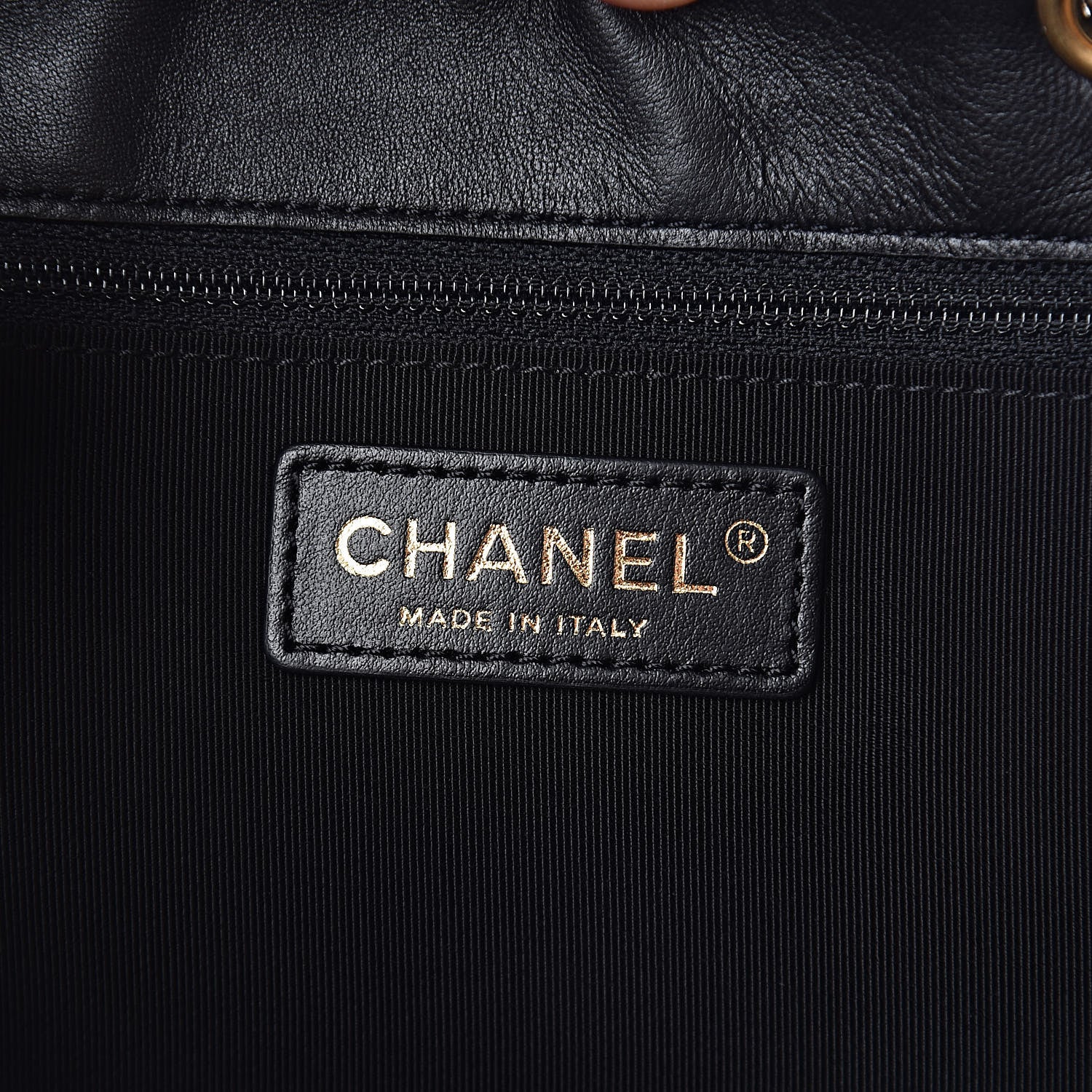 Chanel Calfskin Stitched Egyptian Amulet Drawstring Bag Black 7 of 13