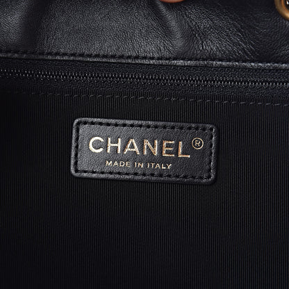 Chanel Calfskin Stitched Egyptian Amulet Drawstring Bag Black 7 of 13