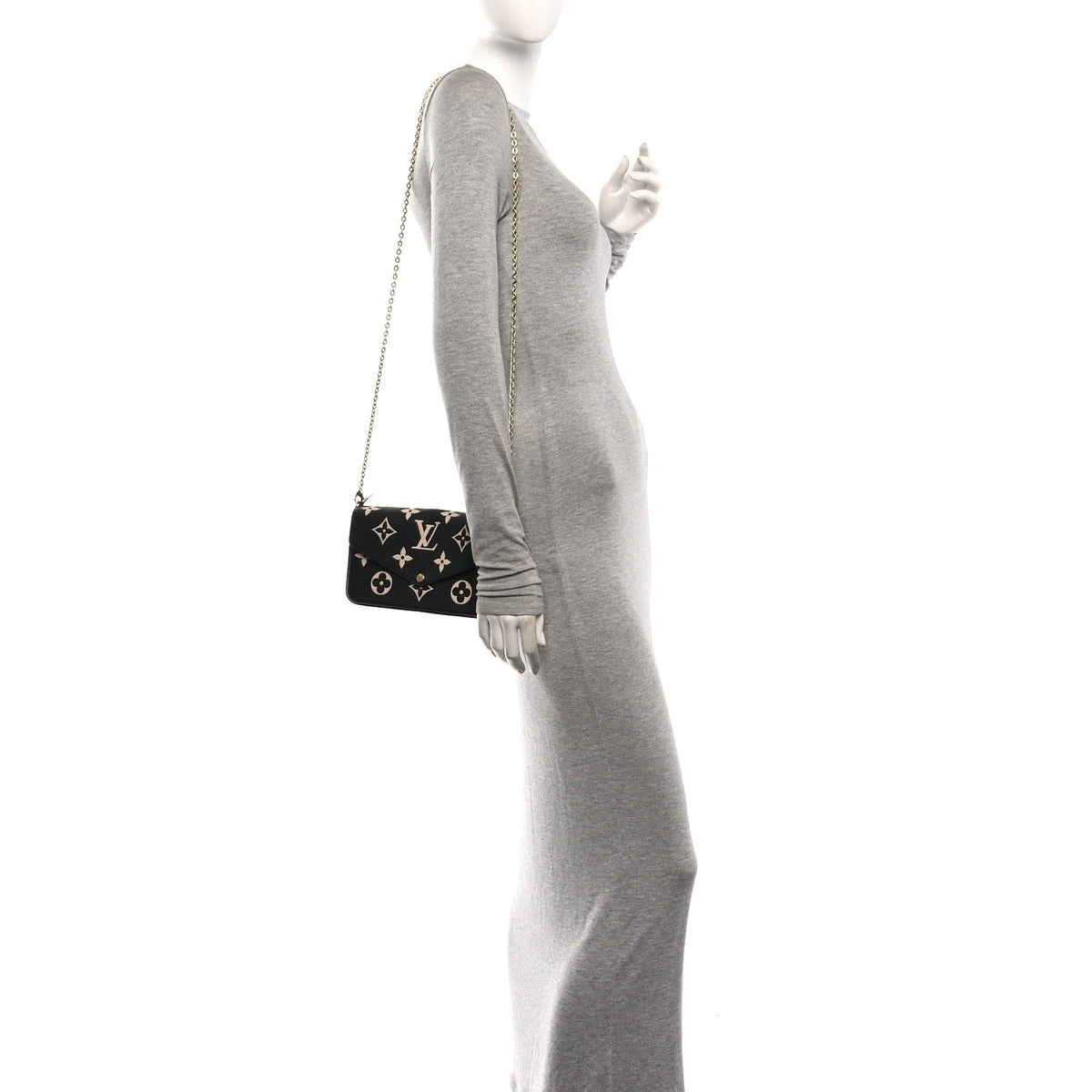 Louis Vuitton Empreinte Monogram Giant Felicie Pochette Black Beige 2 of 12