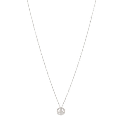 Roberto Coin 18K White Gold Diamond Tiny Treasures Small Peace Sign Necklace 1 of 4