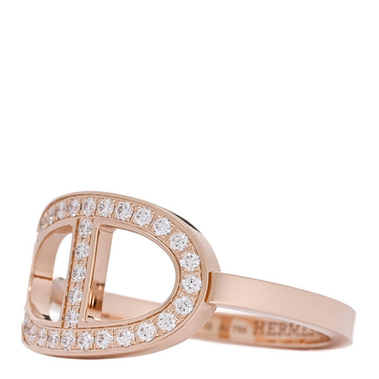 Hermes 18K Rose Gold Diamond MM Chaine d'Ancre Contour Ring 53 6.25 3 of 6