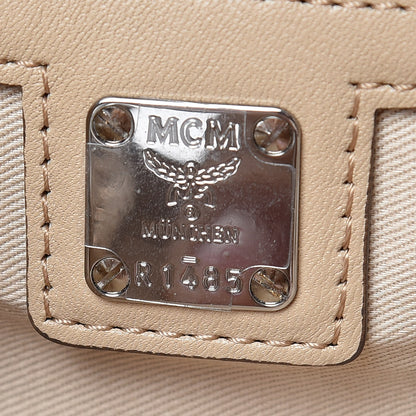 MCM Calfskin Ottomar Monogram Small Boston Bag Beige 8 of 9
