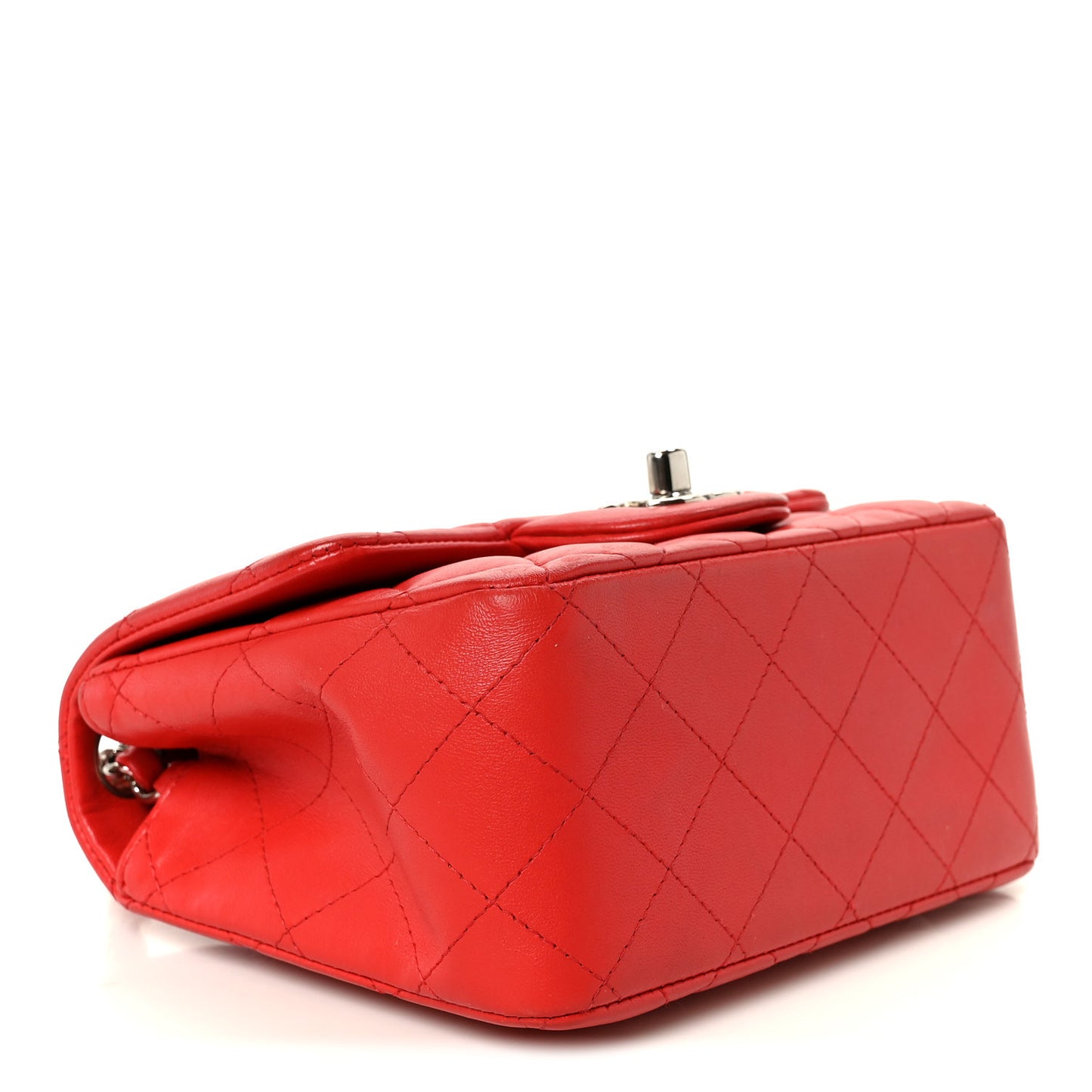 Lambskin Quilted Mini Square Flap Red
