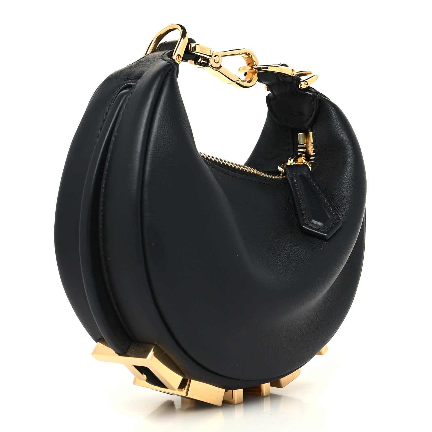 Fendi Vitello Grace Matte Nano Fendigraphy Hobo Charm Black 3 of 10
