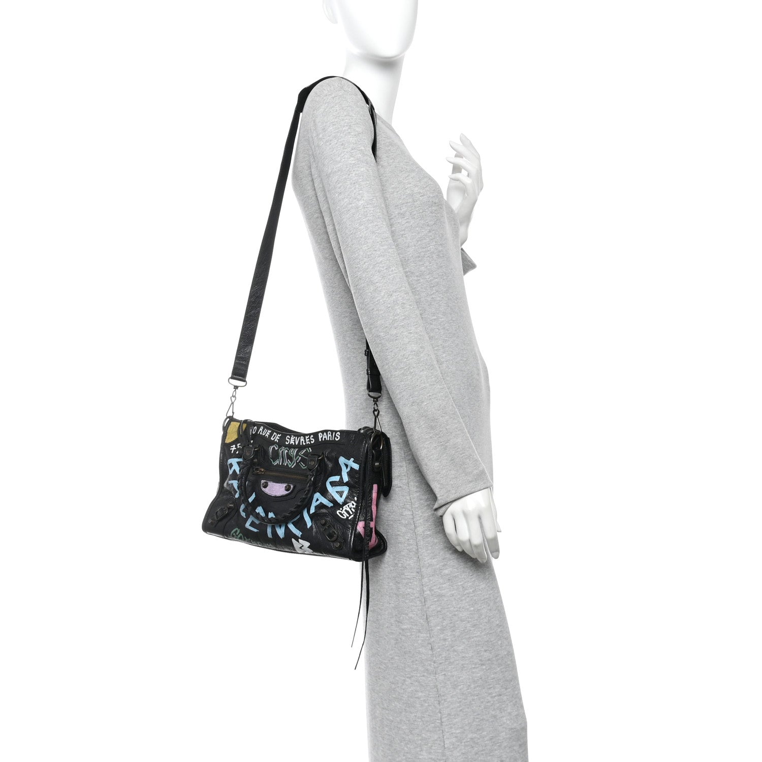 Balenciaga Agneau Graffiti All Over Classic Hardware S City Black Multicolor 2 of 10