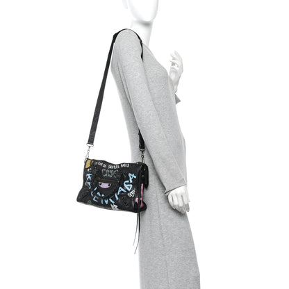 Balenciaga Agneau Graffiti All Over Classic Hardware S City Black Multicolor 2 of 10