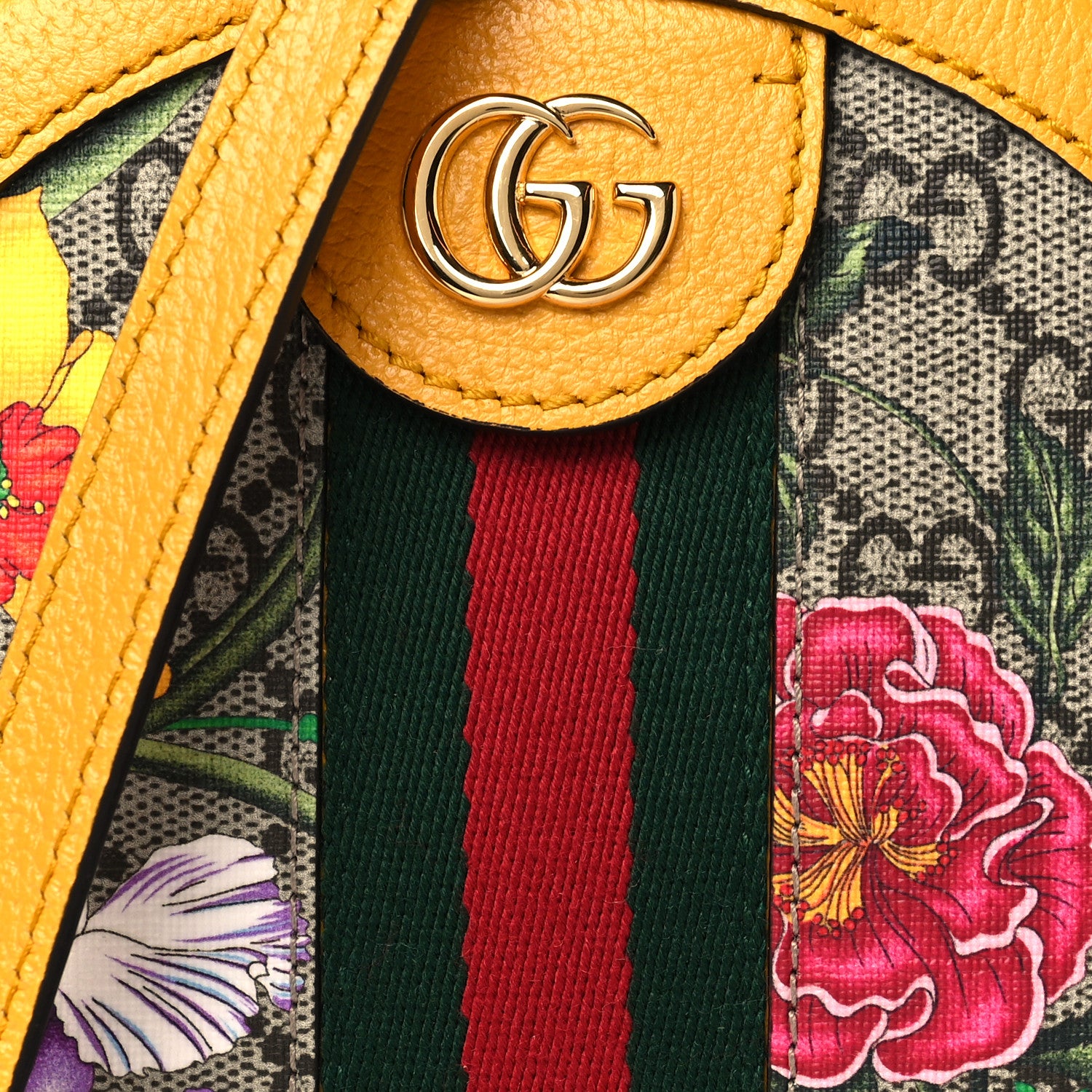 Gucci GG Supreme Monogram Flora Web Mini Ophidia Round Shoulder Bag Beige Multicolor Crop 9 of 11