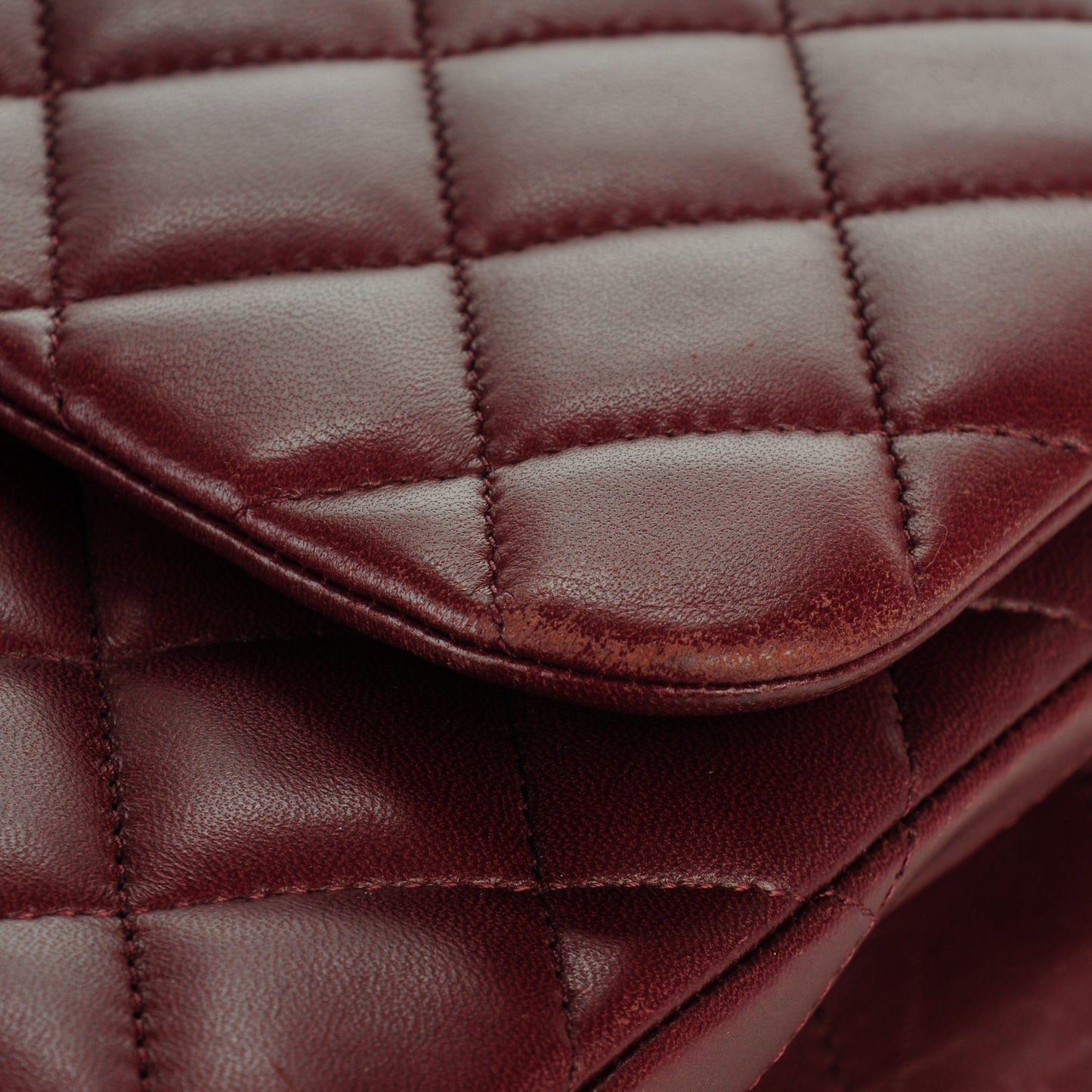 Lambskin Quilted Jumbo Double Flap Dark Red