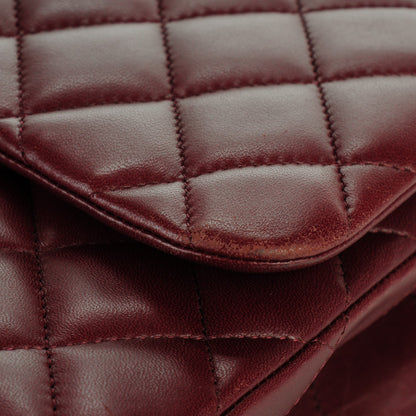 Chanel Lambskin Quilted Jumbo Double Flap Dark Red 9 of 13