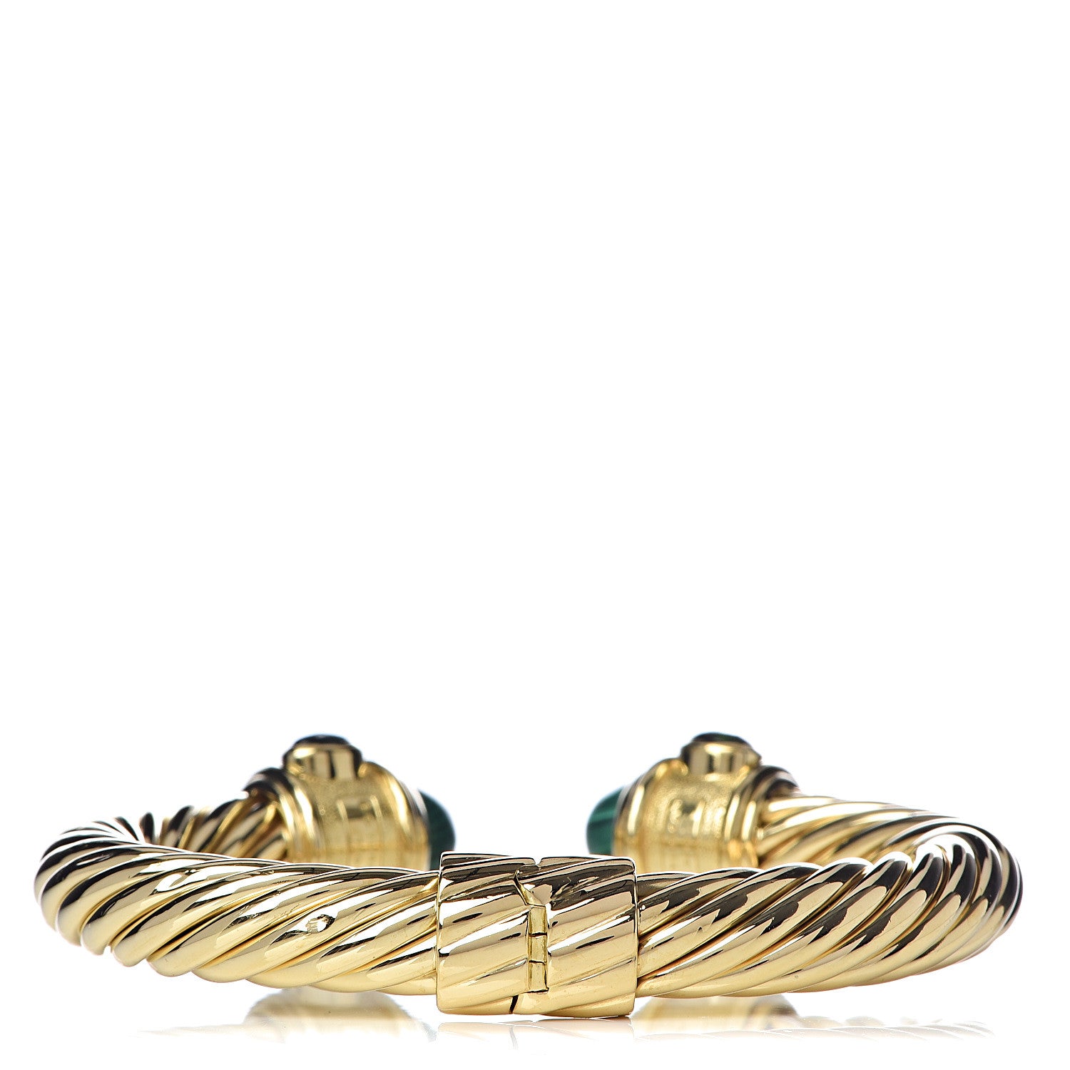 David Yurman 18K Yellow Gold Malachite Chrome Diopside 10mm Renaissance Cable Bracelet 3 of 6