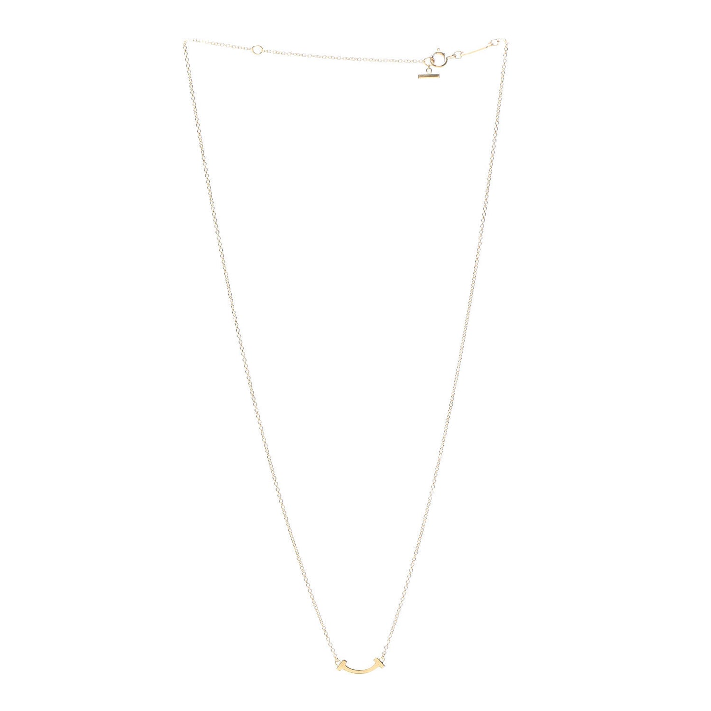18K Yellow Gold Mini T Smile Pendant Necklace