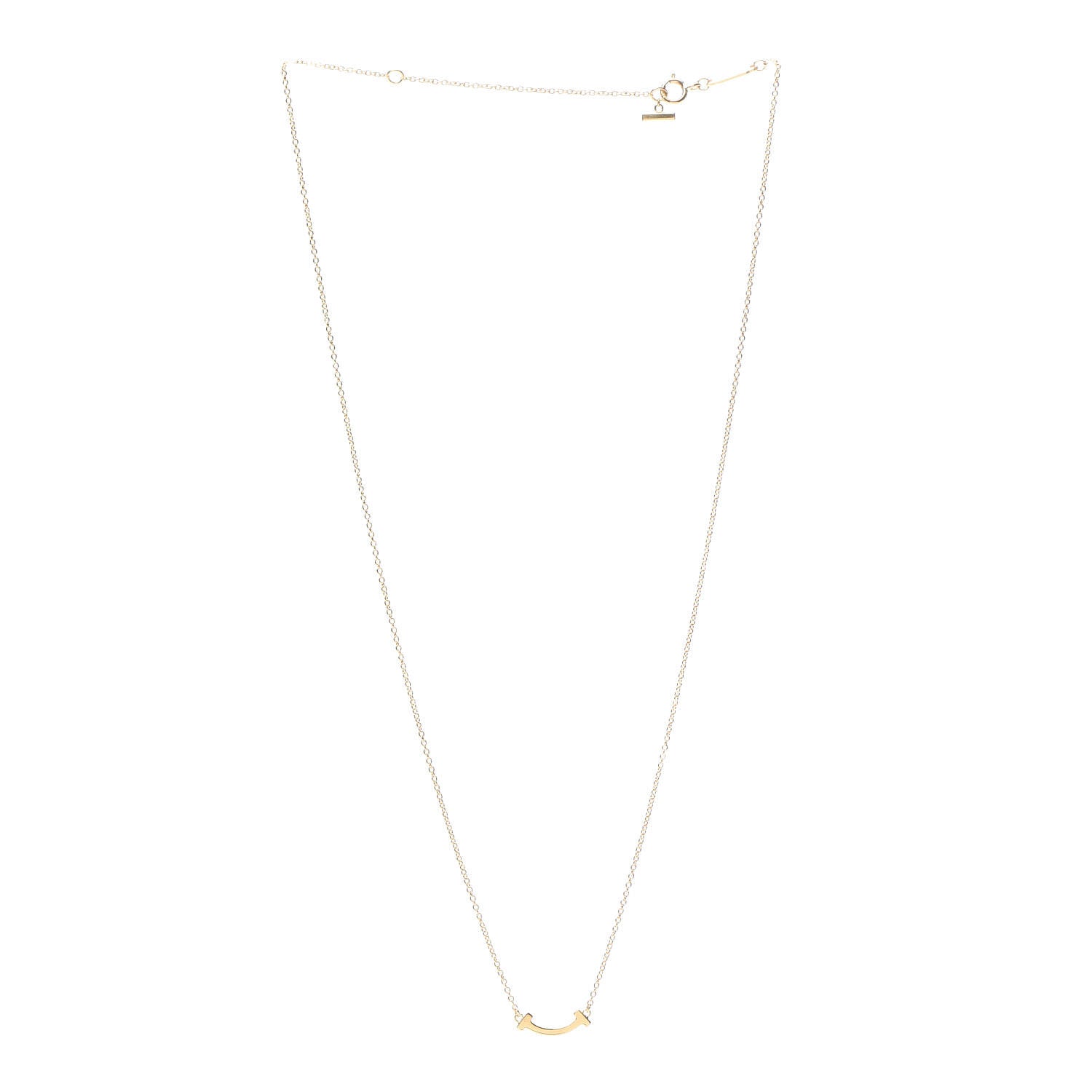 Tiffany 18K Yellow Gold Mini T Smile Pendant Necklace 3 of 6