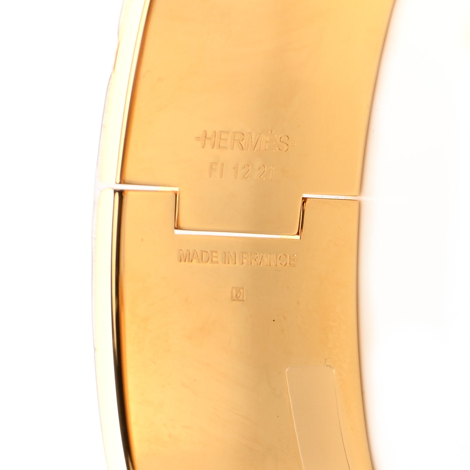 Hermes Enamel Printed Quadrige Au Fil Wide Clic Clac H Bracelet PM Or White 4 of 7