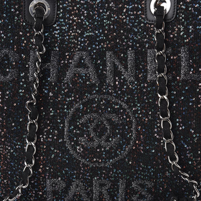 Chanel Calfskin Sequin Medium Deauville Tote Black 11 of 11
