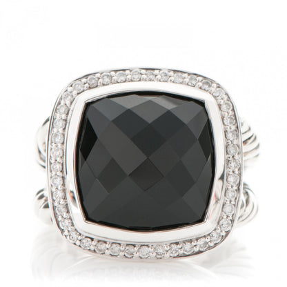 David Yurman Sterling Silver Diamond Black Onyx 14mm Albion Ring 54 7 1 of 5