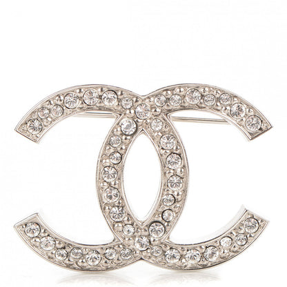 Chanel Crystal CC Brooch Silver 1 of 3