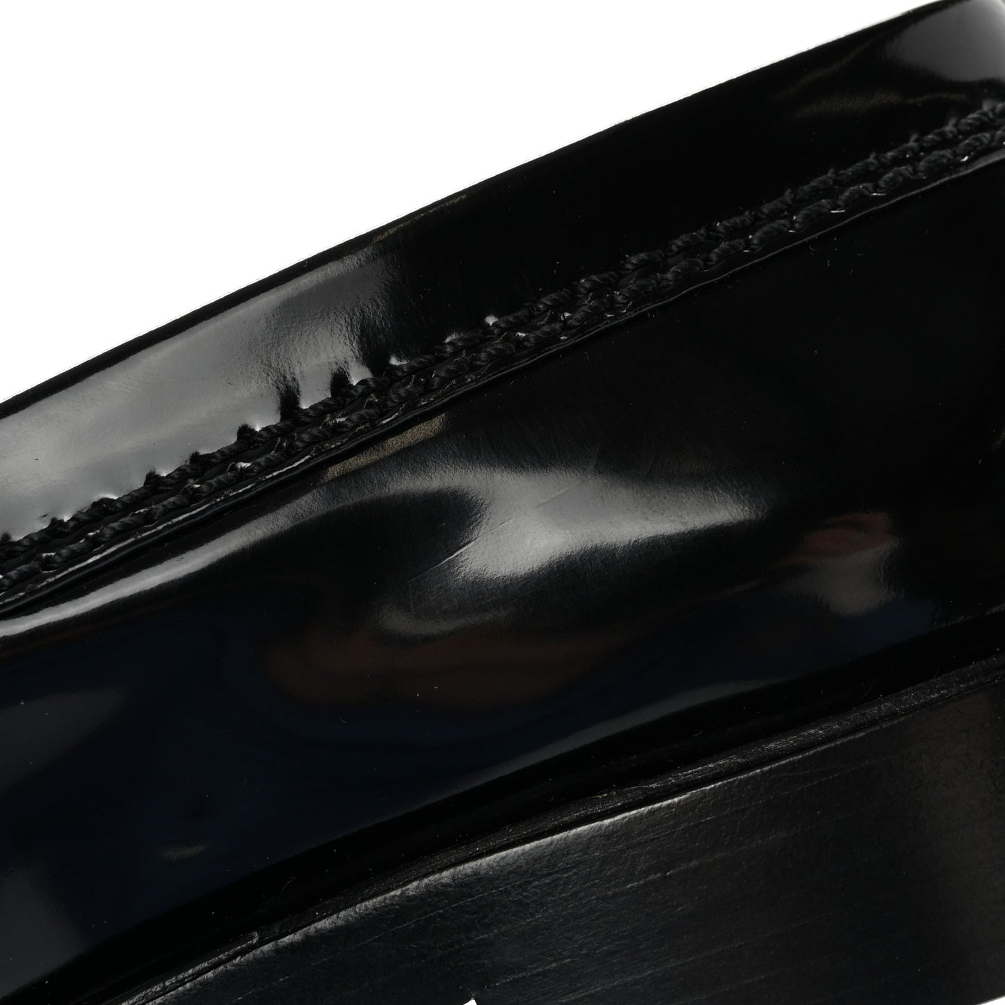 Shiny Calfskin Logo Loafers 36 Black
