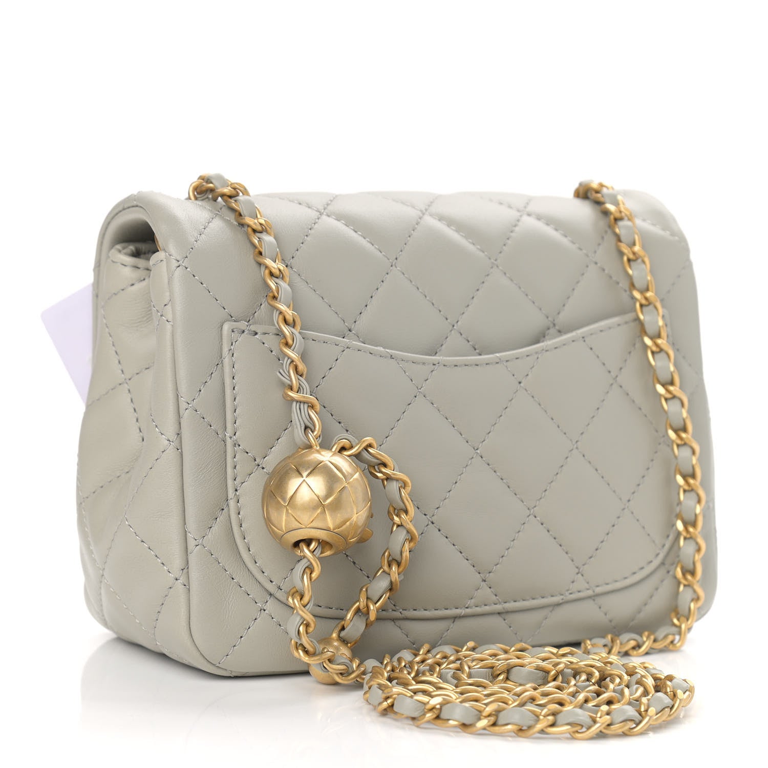 Chanel Lambskin Quilted Mini Pearl Crush Flap Light Grey 3 of 9