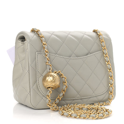 Chanel Lambskin Quilted Mini Pearl Crush Flap Light Grey 3 of 9