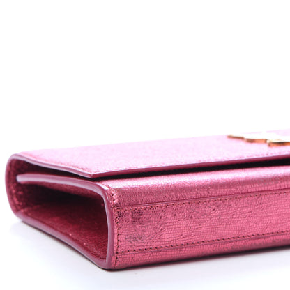 Saint Laurent Metallic Textured Calfskin Classic Monogram Cassandre Clutch Pink 6 of 9