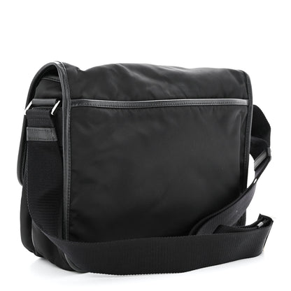 Prada Tessuto Nylon Saffiano Large Double Snap Buckle Messenger Bag Black 3 of 11