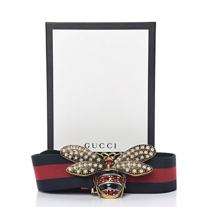 Gucci Web Queen Margaret Bee Belt 75 30 Red Navy 6 of 6