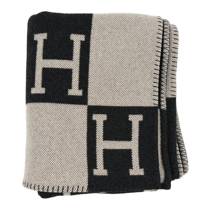 Hermes Wool Cashmere Avalon Blanket Ecru Gris Fonce 1 of 3
