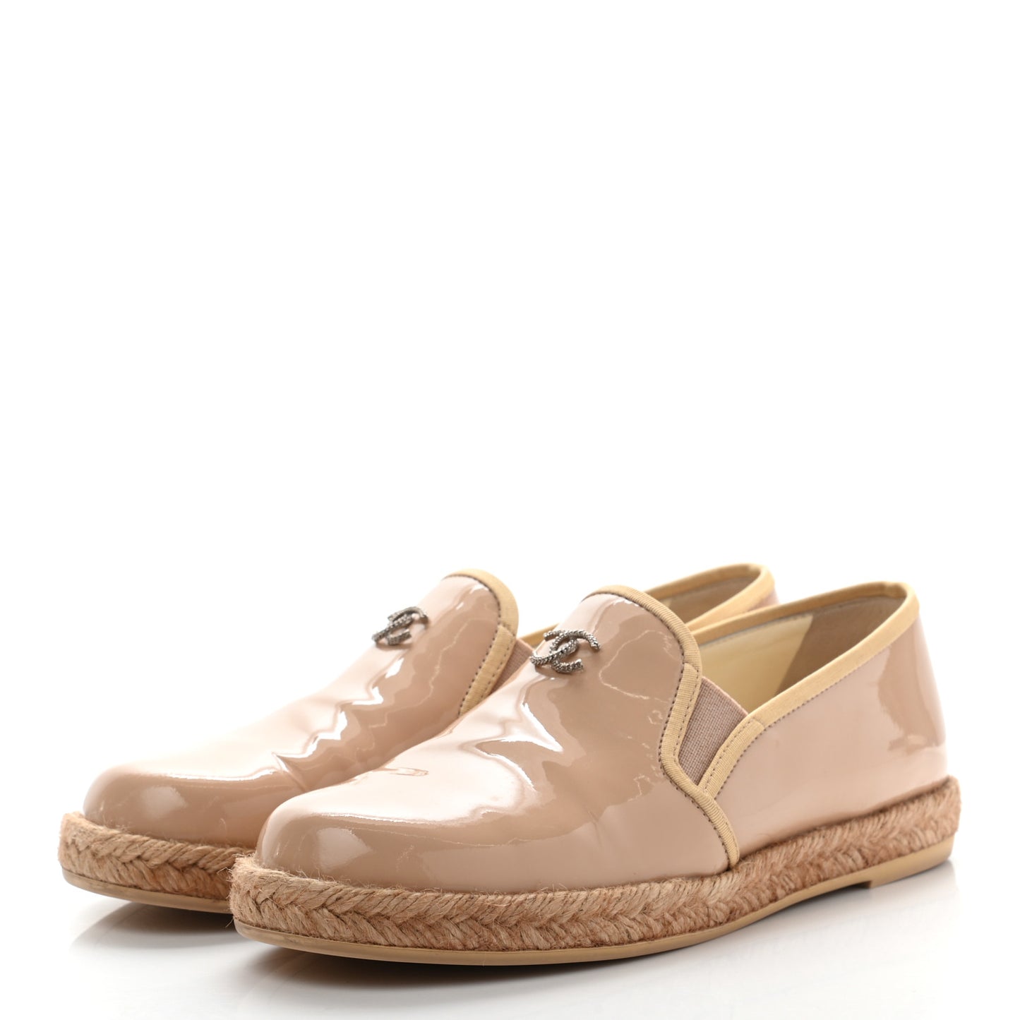 Patent CC Loafers Espadrille 35 Beige