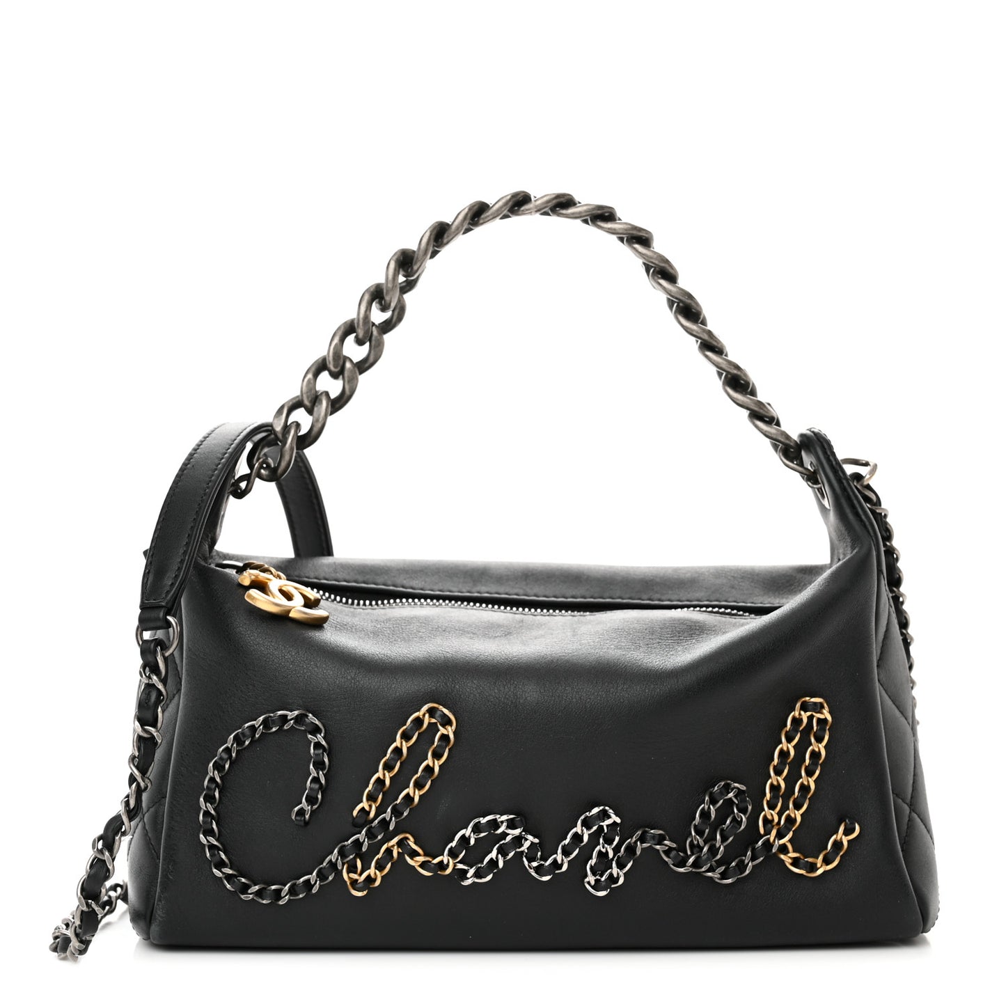 Calfskin Chain 20s Signature Hobo Black
