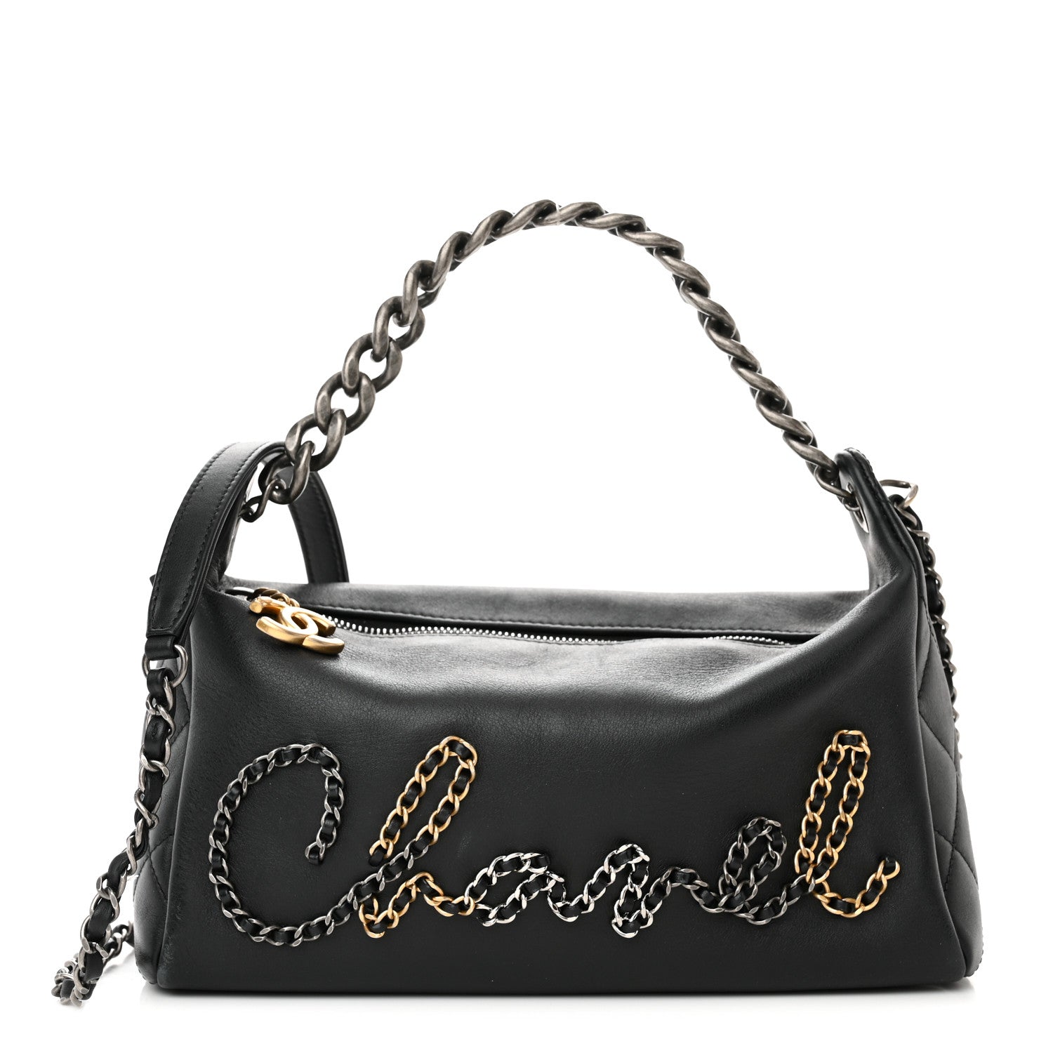 Chanel Calfskin Chain 20s Signature Hobo Black 1 of 10