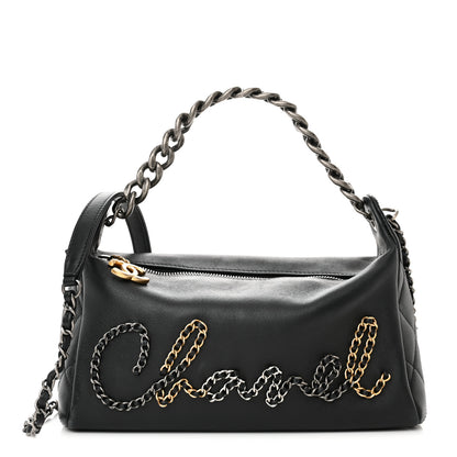 Chanel Calfskin Chain 20s Signature Hobo Black 1 of 10