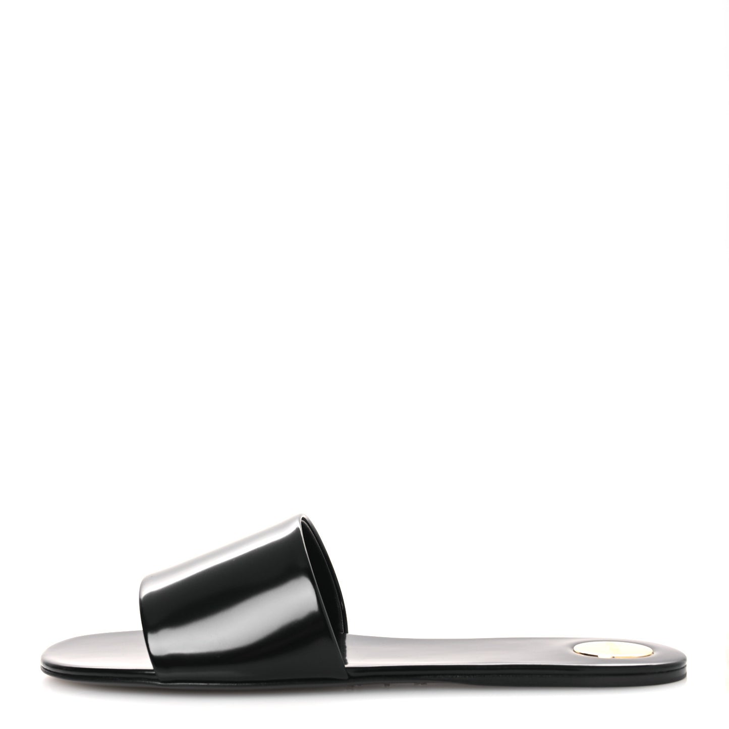 Patent Calfskin Carlyle Slide Sandals 38.5 Black