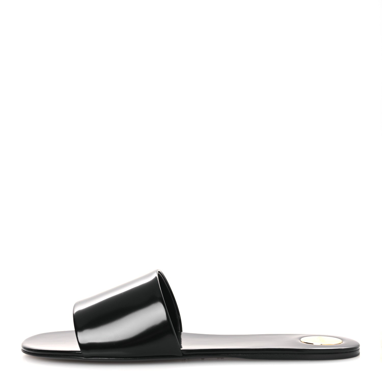 Saint Laurent Patent Calfskin Carlyle Slide Sandals 38.5 Black 1 of 11