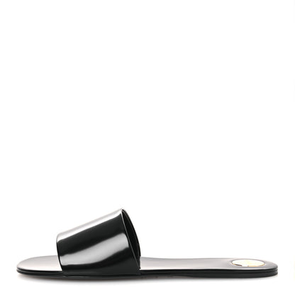 Saint Laurent Patent Calfskin Carlyle Slide Sandals 38.5 Black 1 of 11