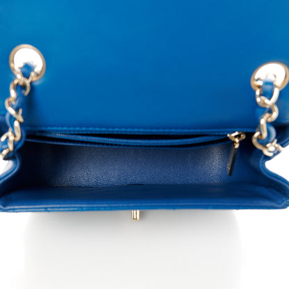 Chanel Lambskin Chevron Quilted Mini Square Flap Blue 5 of 10