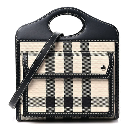 Burberry Smooth Calfskin Archive Canvas Check Mini Pocket Bag Butter Beige Black Butter Beige Black 1 of 9
