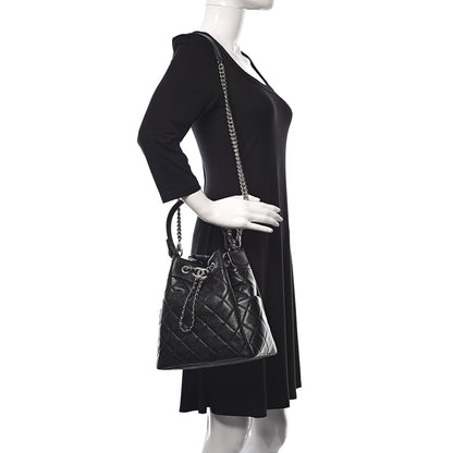 Chanel Grained Calfskin Quilted Medium CC Chain Bucket Drawstring Bag Black 2 of 11