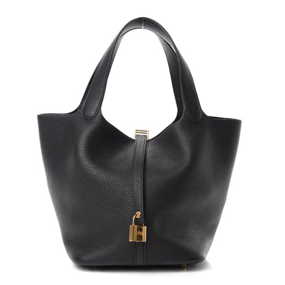 Hermes Taurillon Clemence Picotin Lock 22 MM Black 1 of 11
