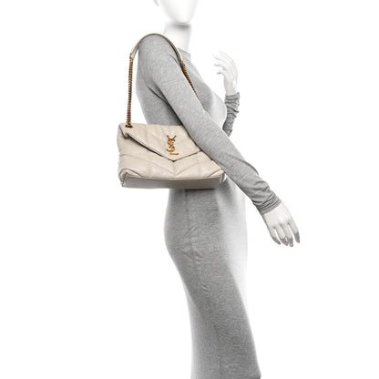 Saint Laurent Lambskin Quilted Small Loulou Puffer Monogram Chain Satchel Crema Soft 3 of 10