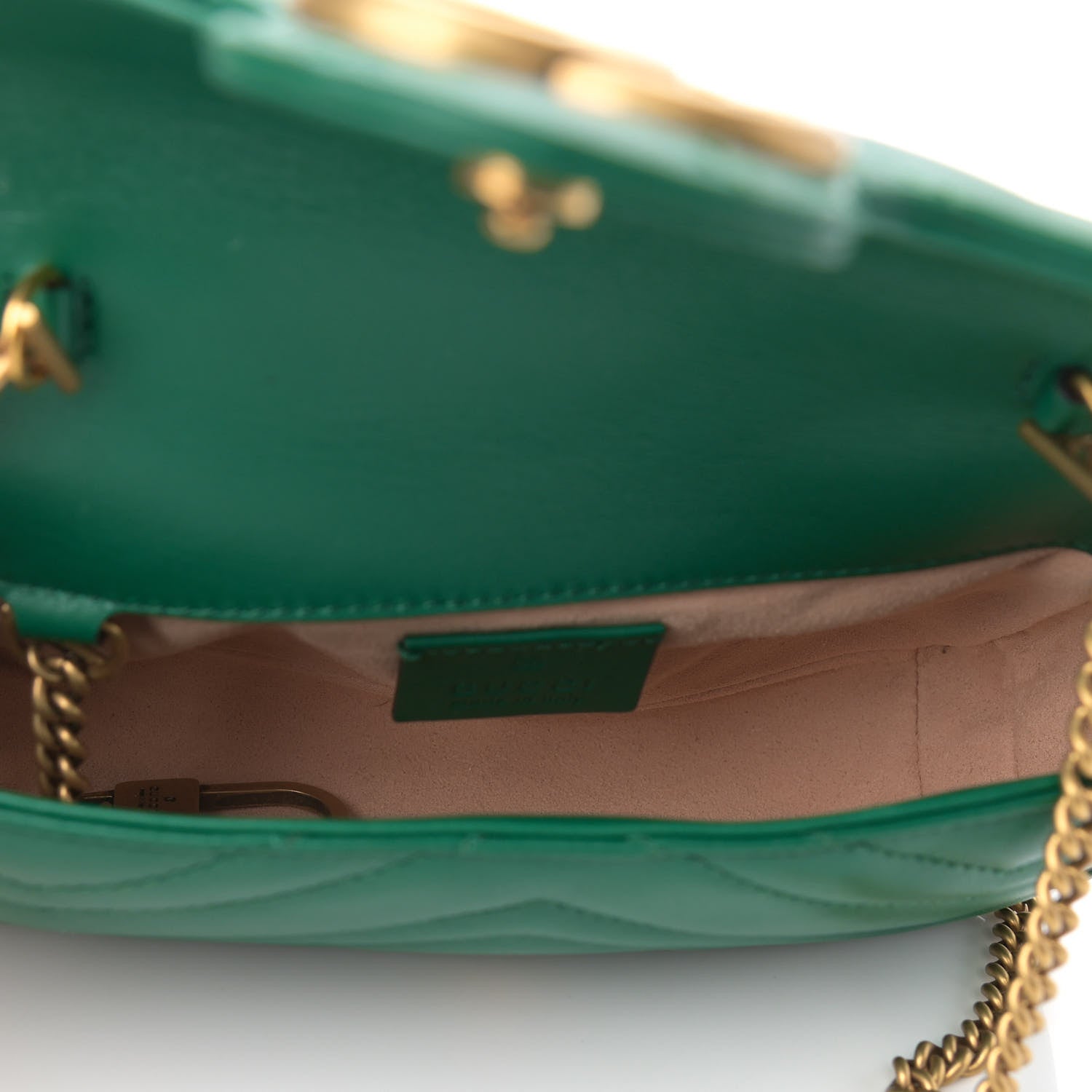 Gucci Calfskin Matelasse Super Mini GG Marmont Shoulder Bag Emerald Green 5 of 10